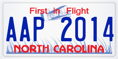 NC license plate AAP2014