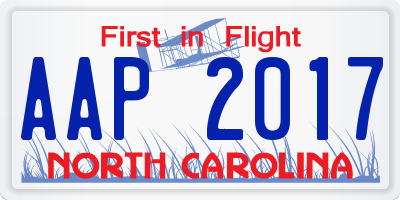 NC license plate AAP2017