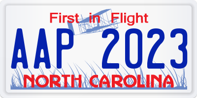 NC license plate AAP2023