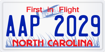 NC license plate AAP2029