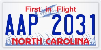 NC license plate AAP2031