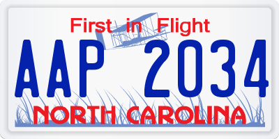 NC license plate AAP2034