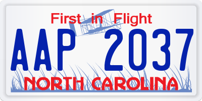 NC license plate AAP2037