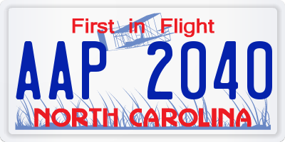 NC license plate AAP2040