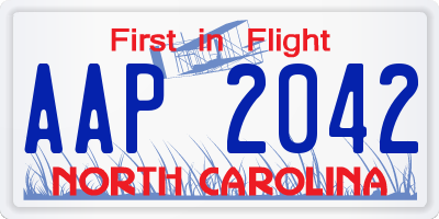 NC license plate AAP2042