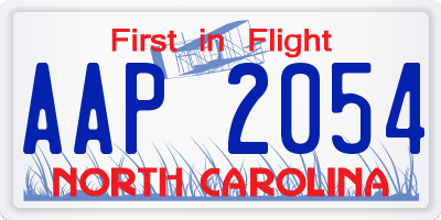 NC license plate AAP2054