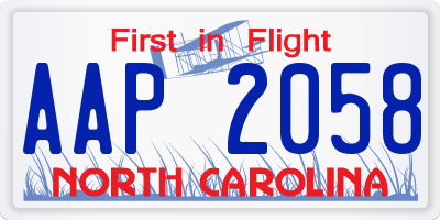 NC license plate AAP2058
