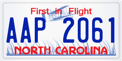 NC license plate AAP2061