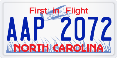 NC license plate AAP2072