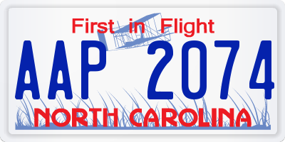 NC license plate AAP2074