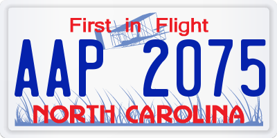 NC license plate AAP2075