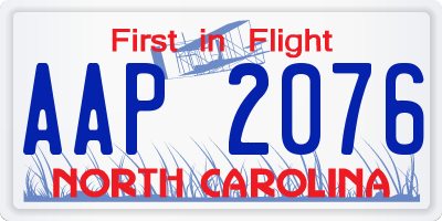 NC license plate AAP2076