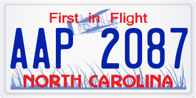 NC license plate AAP2087