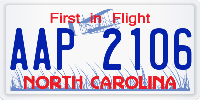 NC license plate AAP2106