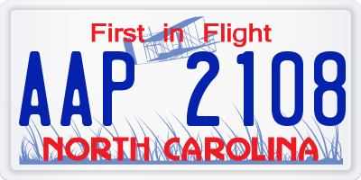 NC license plate AAP2108
