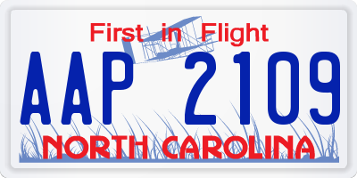 NC license plate AAP2109
