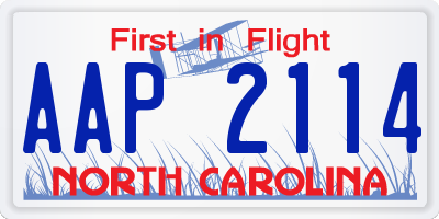 NC license plate AAP2114