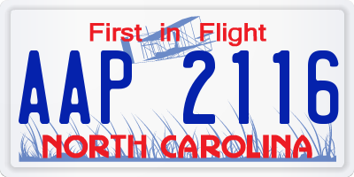 NC license plate AAP2116