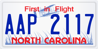 NC license plate AAP2117