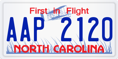 NC license plate AAP2120
