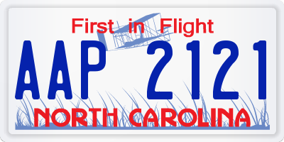 NC license plate AAP2121