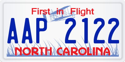 NC license plate AAP2122