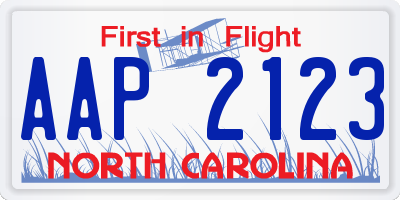 NC license plate AAP2123