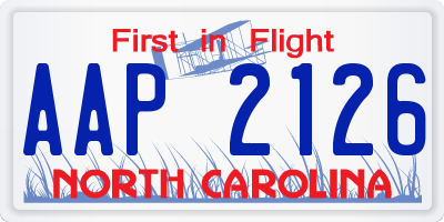 NC license plate AAP2126