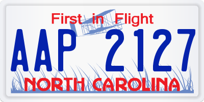 NC license plate AAP2127