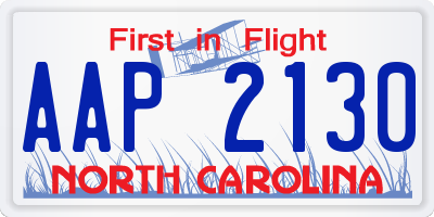 NC license plate AAP2130