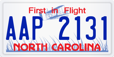 NC license plate AAP2131