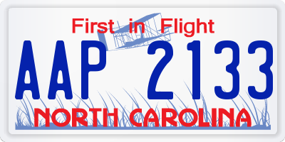 NC license plate AAP2133