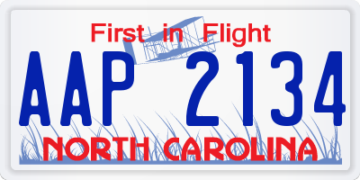 NC license plate AAP2134