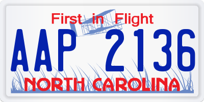 NC license plate AAP2136