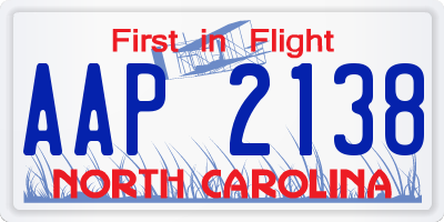 NC license plate AAP2138