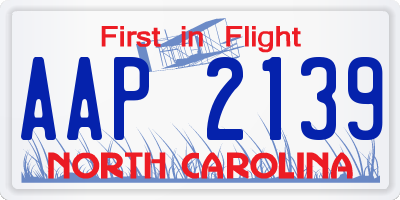 NC license plate AAP2139