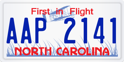 NC license plate AAP2141