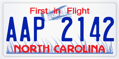 NC license plate AAP2142
