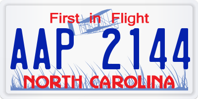 NC license plate AAP2144