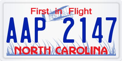 NC license plate AAP2147