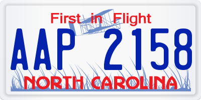 NC license plate AAP2158