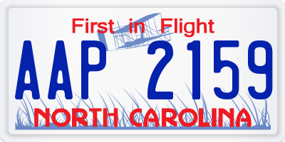 NC license plate AAP2159