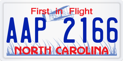 NC license plate AAP2166