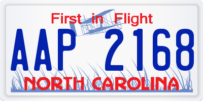 NC license plate AAP2168