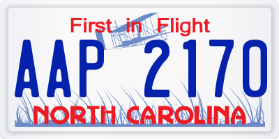 NC license plate AAP2170