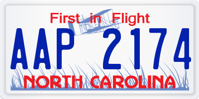 NC license plate AAP2174