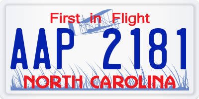 NC license plate AAP2181