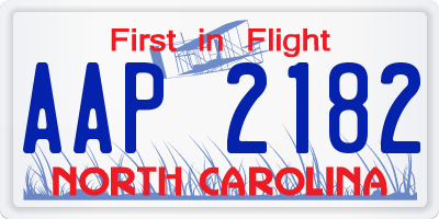 NC license plate AAP2182