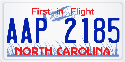 NC license plate AAP2185