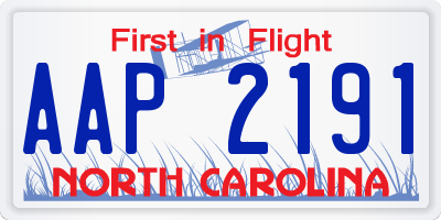 NC license plate AAP2191